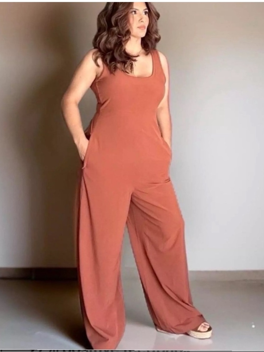 Athleta Passenger Jumpsuit size Large in Sequoia Wide Leg Stretch One Piece
